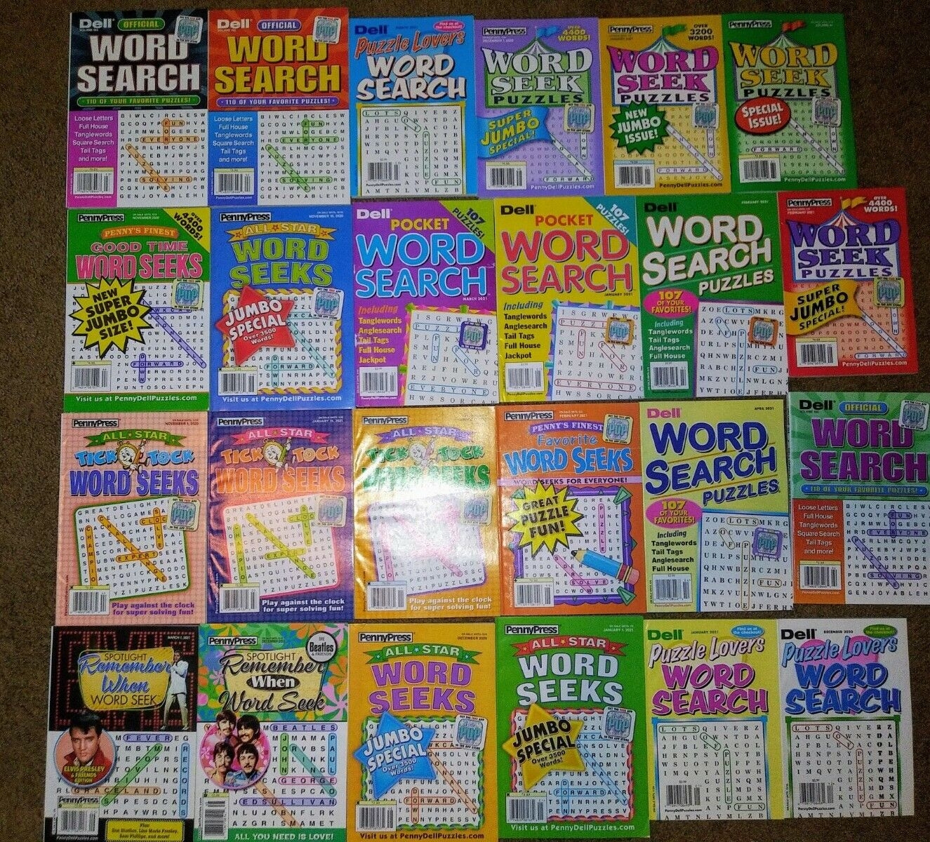 Lot Of 10 New Penny Press Dell Word Search Puzzle Books Word Finds Assorted EBay