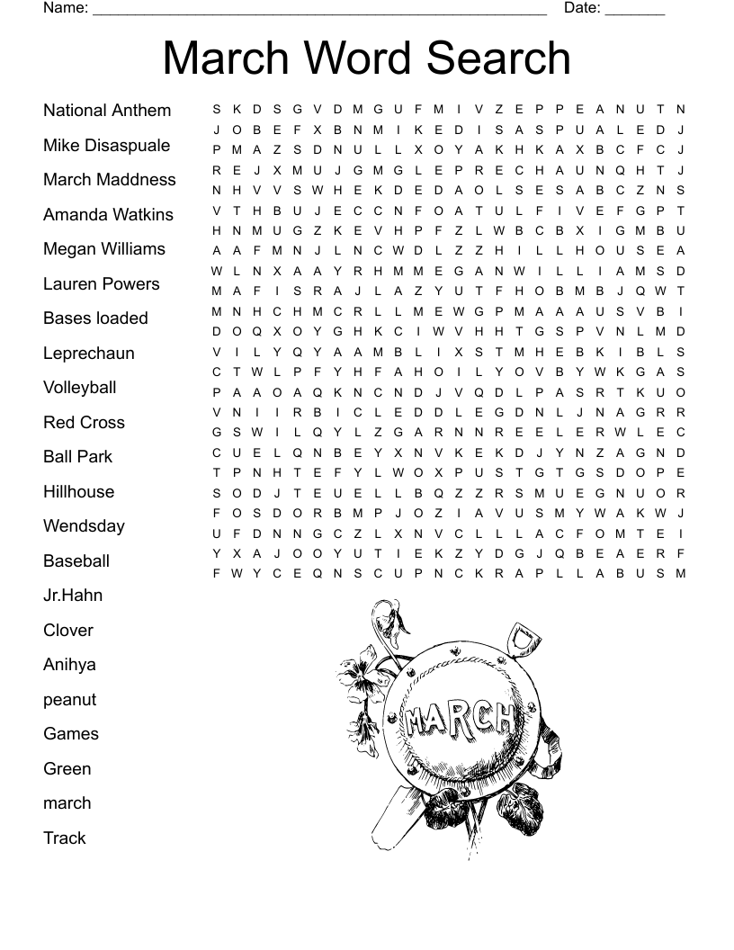Word Search For March