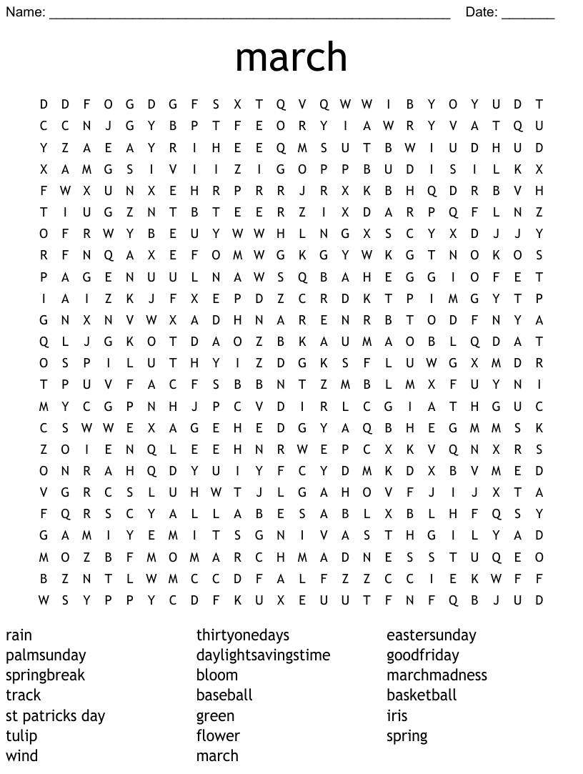 March Word Search WordMint