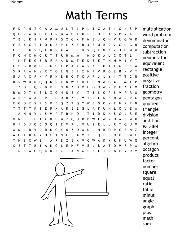 Math Terms Word Search WordMint