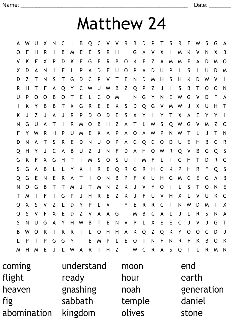 Matthew 24 Word Search WordMint