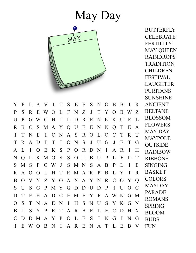 May Day Word Search WordMint