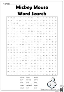 Mickey Mouse Word Search Monster Word Search