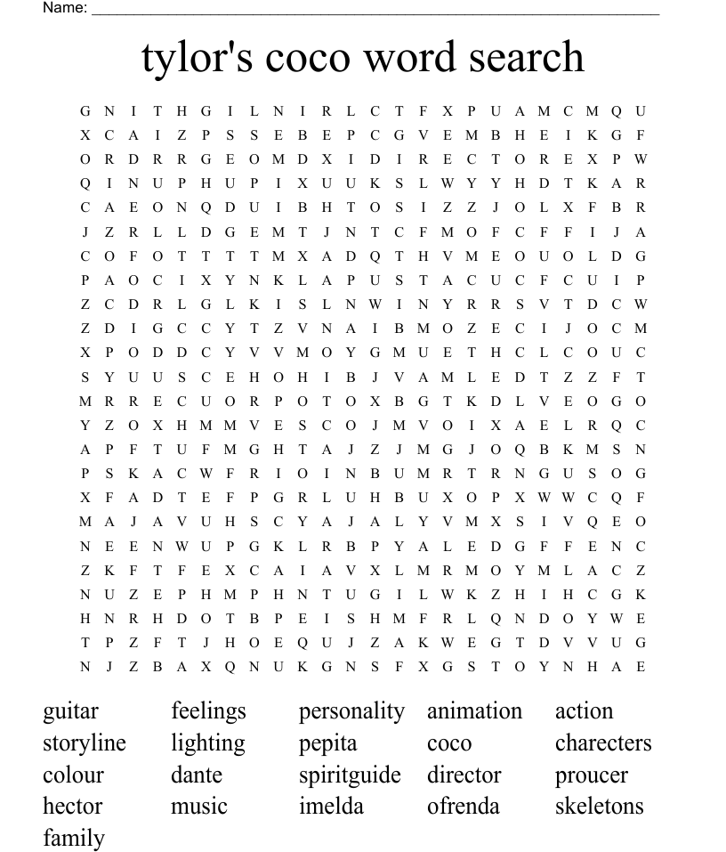 Coco Word Search Answers Word Search Printable