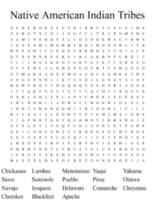 Native American Indian Tribes Word Search WordMint