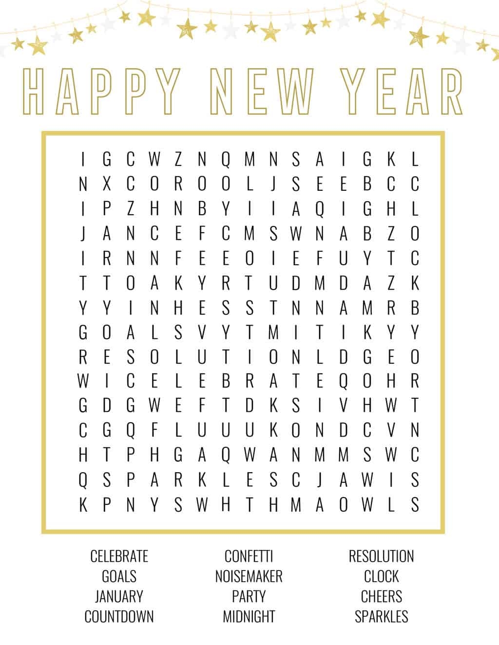 New Year Is Coming Word Search