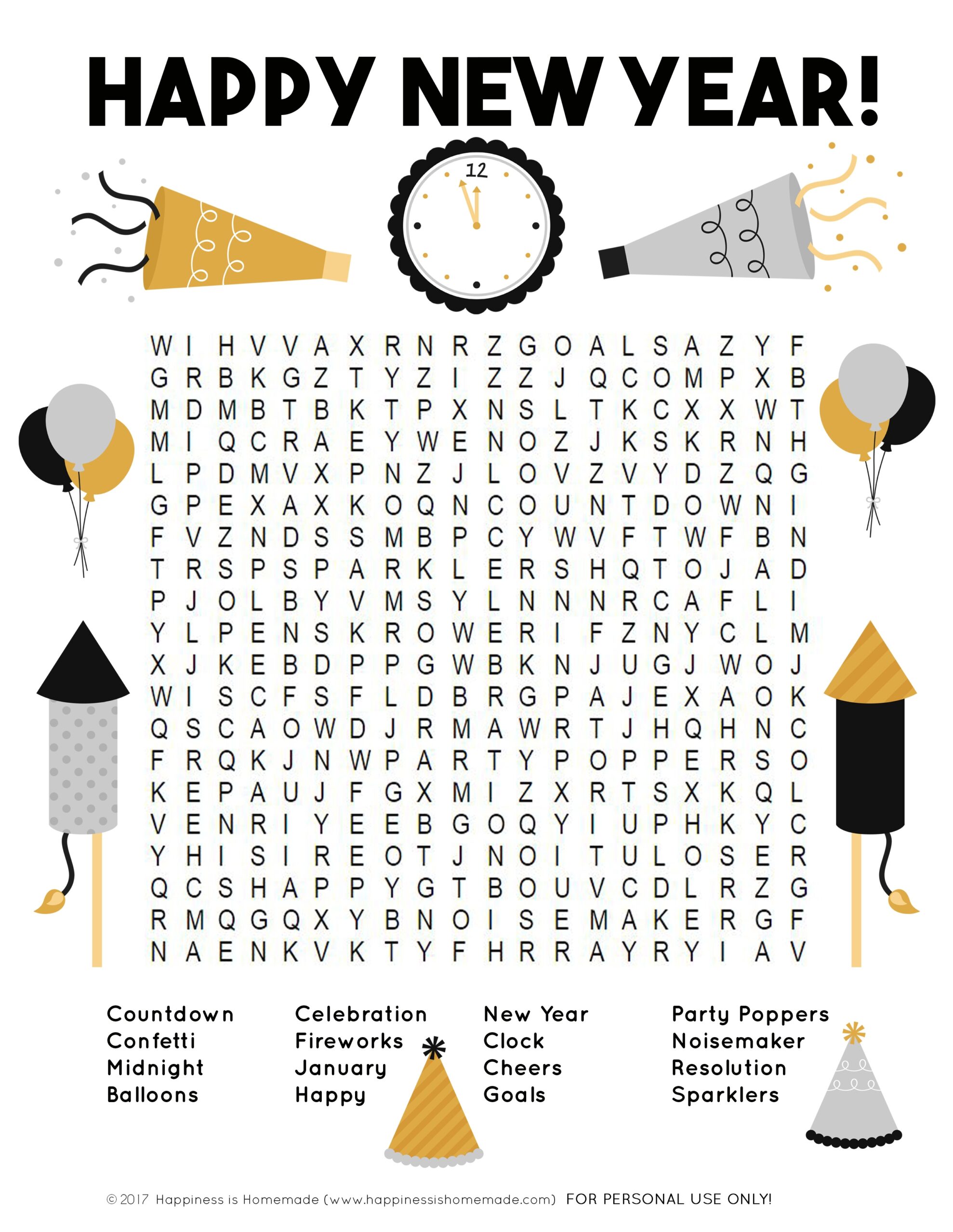 New Years Word Search Puzzles Printable Word Search Printable