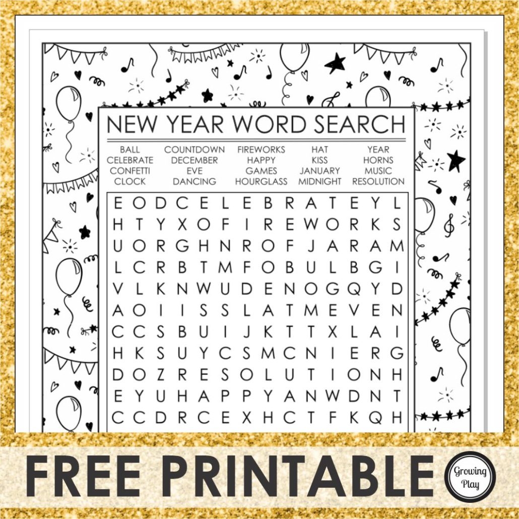 New Year Word Search FREE Growing Play