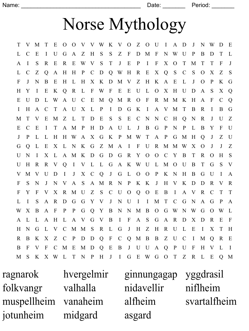 Norse Mythology Word Search