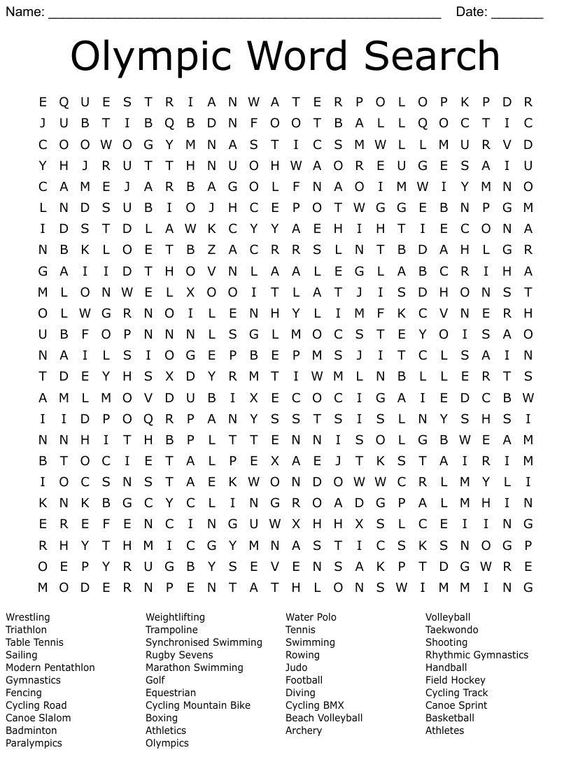 Olympic Word Search WordMint