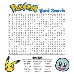 Pokemon Word Search Printable Pokemon Word Search Pokemon Word Search Puzzles Printables