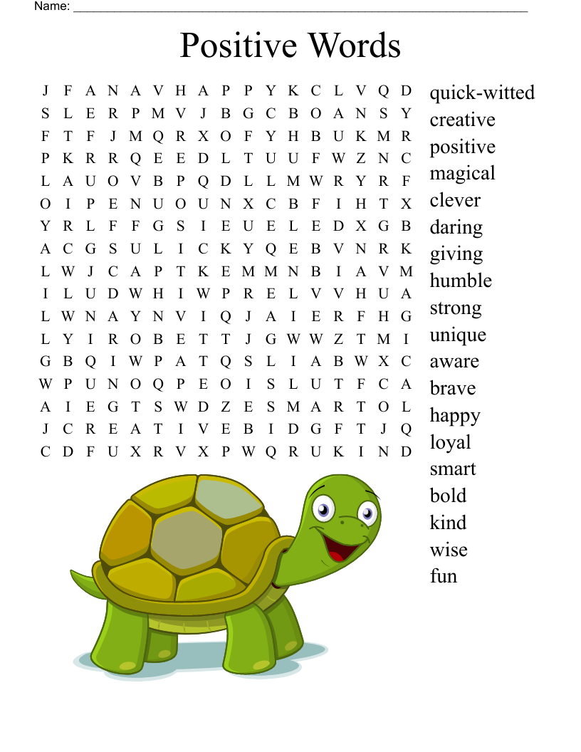 Positive Words Word Search WordMint