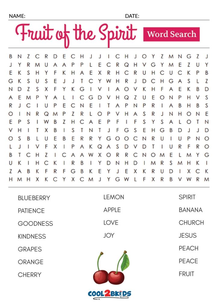 Printable Fruit Of The Spirit Word Search Cool2bKids - Word Search ...