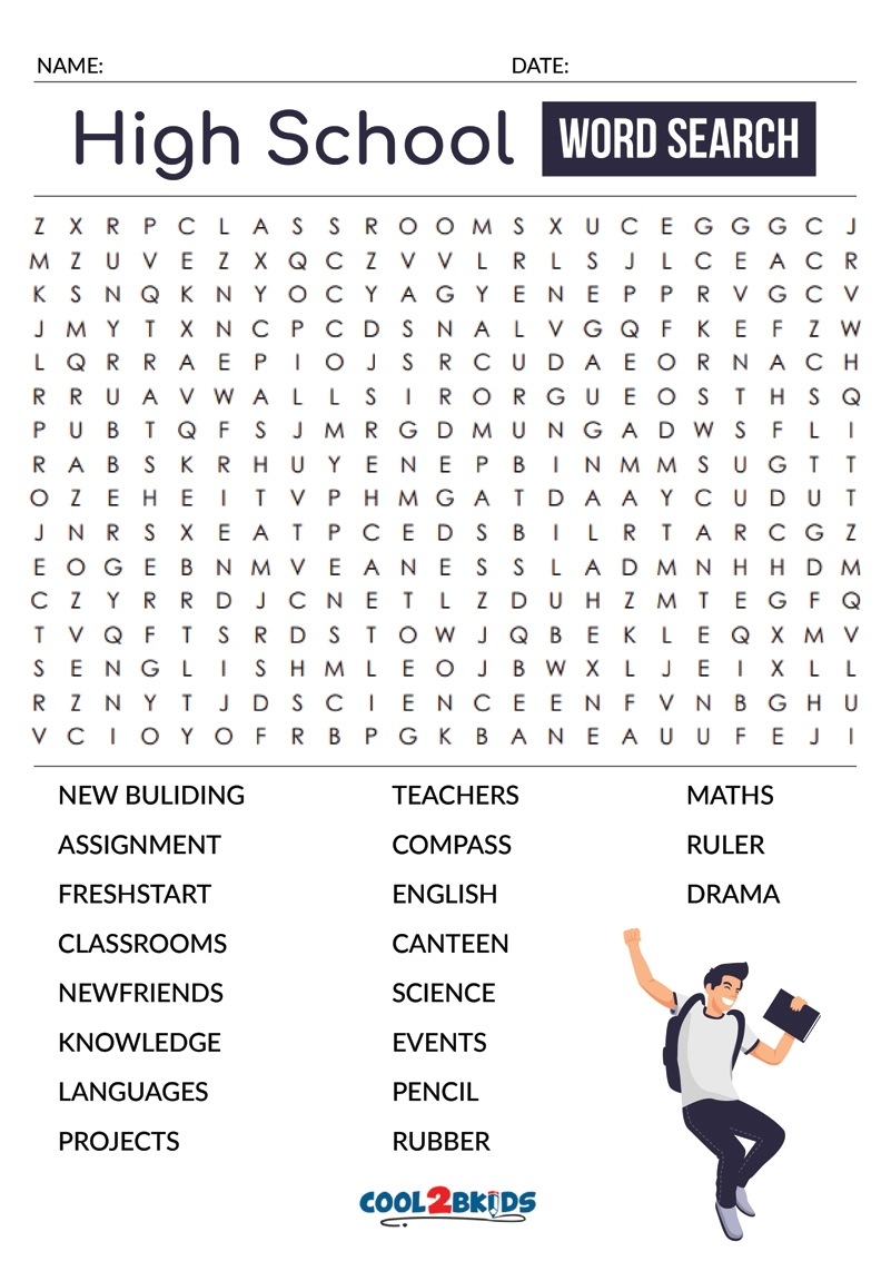 Printable High School Word Search Cool2bKids