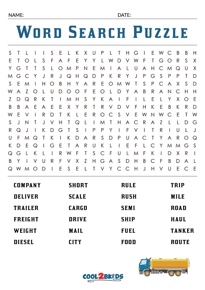 Printable Jumbo Word Search