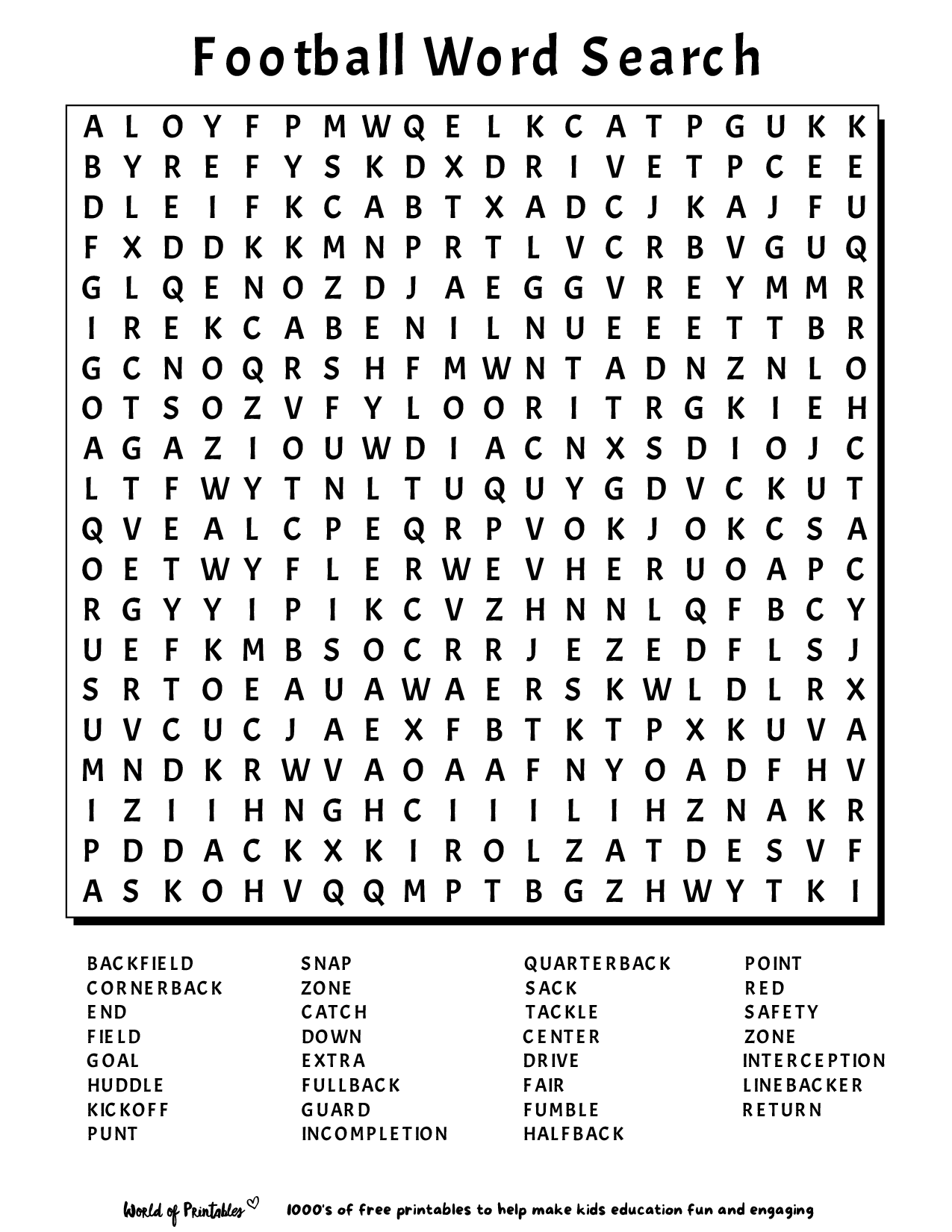 Free Printable Word Searches