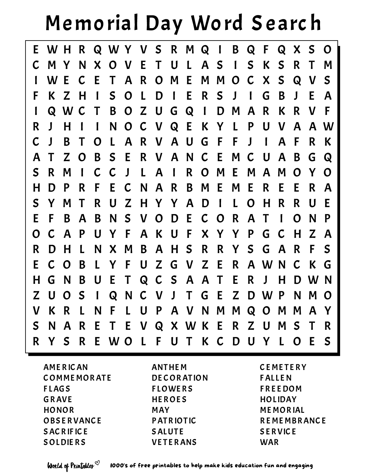 Printable Word Search World Of Printables