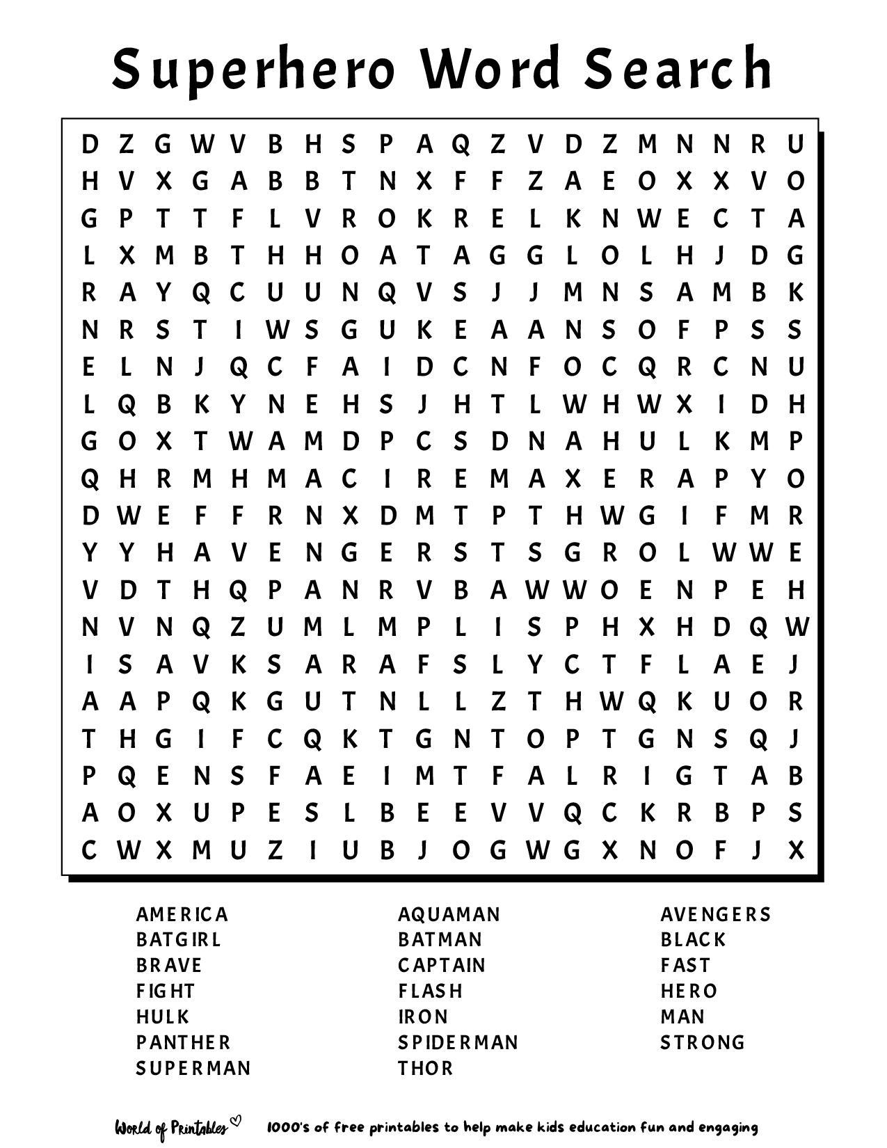 Free Printable Daily Word Search