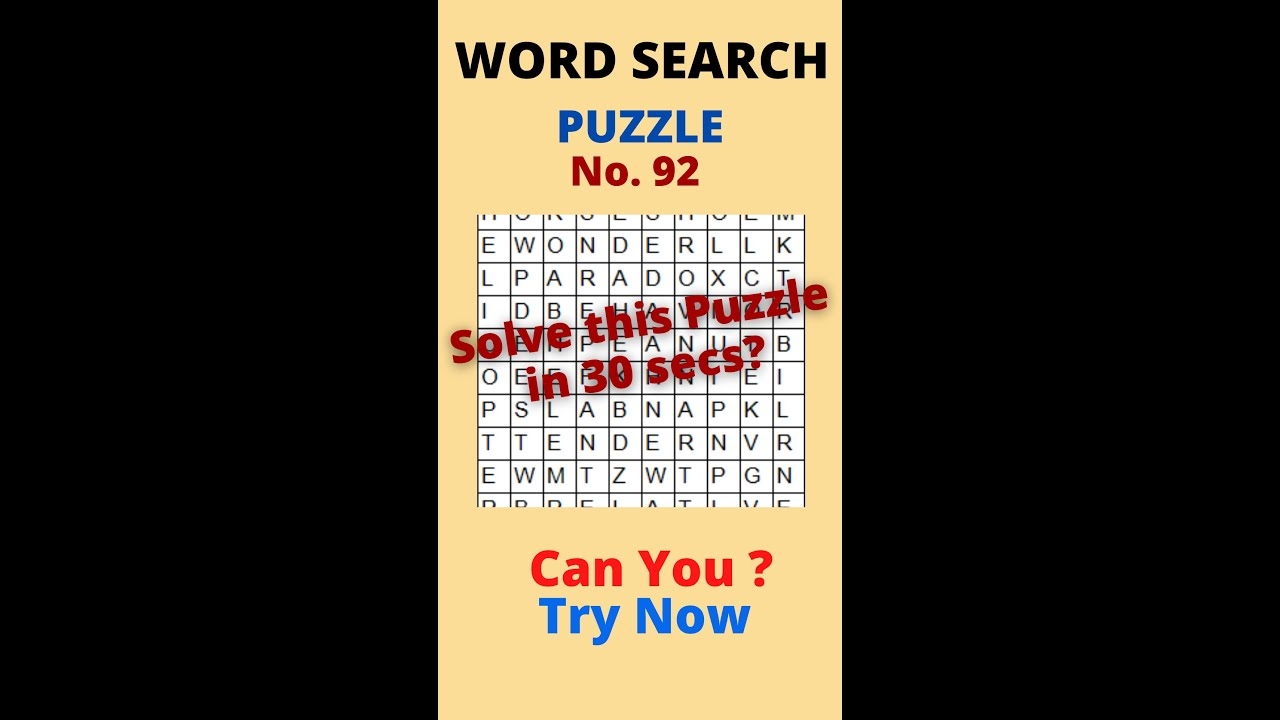 Puzzle 92 Word Search Puzzle Difficulty Level Less shorts youtubeshorts puzzle Watch HD Mp4 Videos Download Free