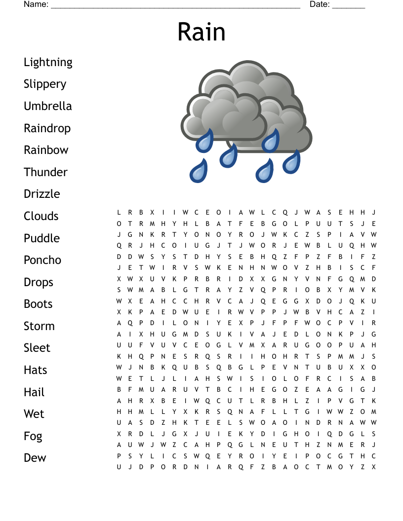 Rain Word Search WordMint