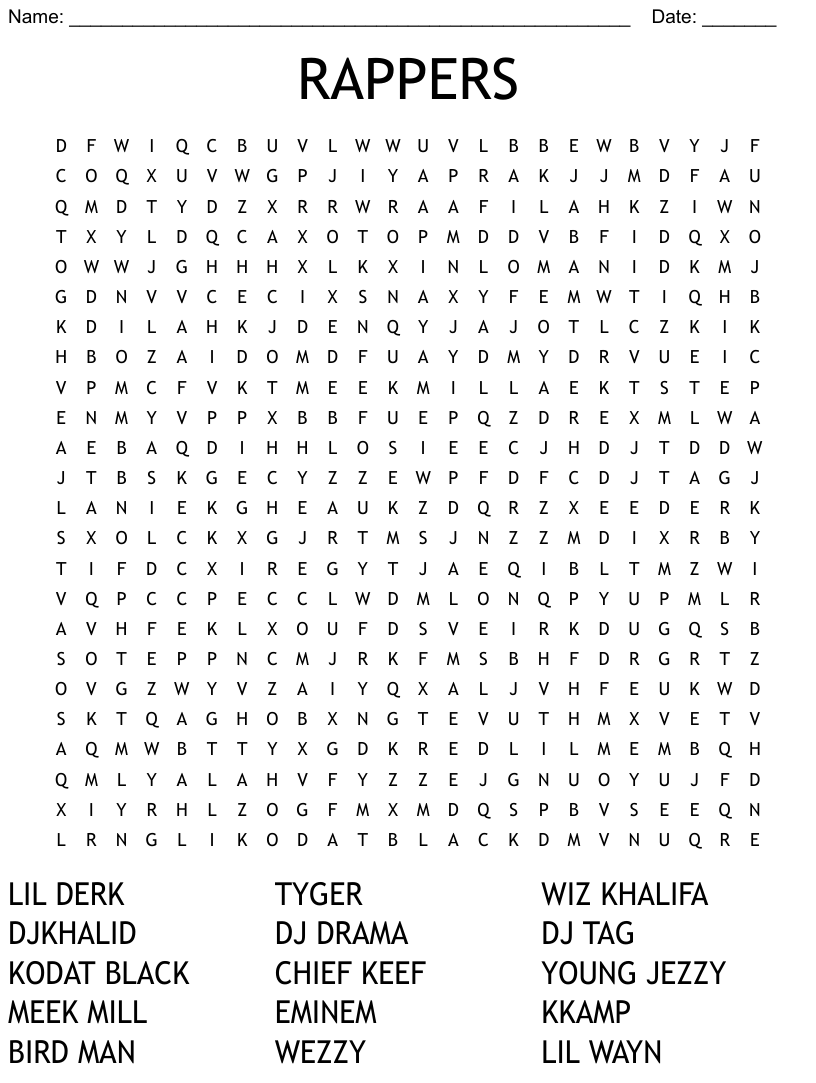 Hip Hop Word Search