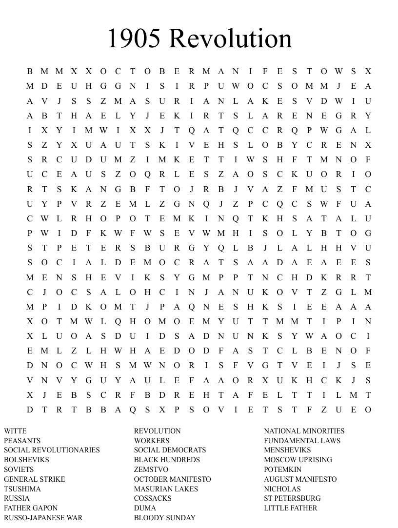 Russian Revolution Word Search Answers