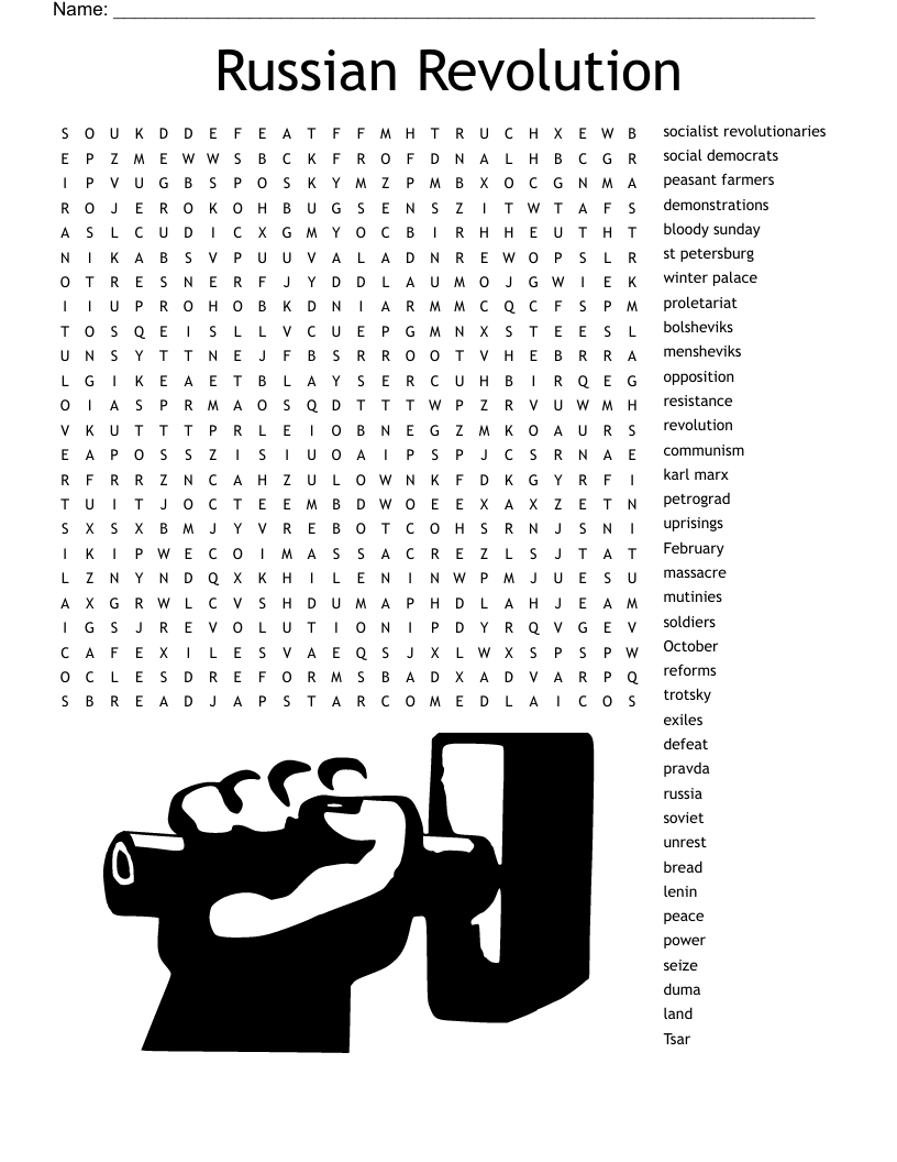 Russian Revolution Word Search WordMint