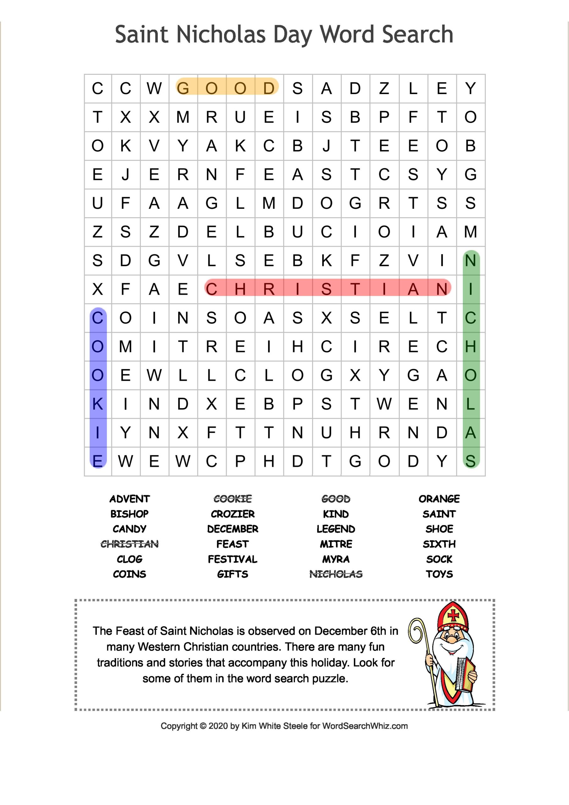 St Nicholas Word Search