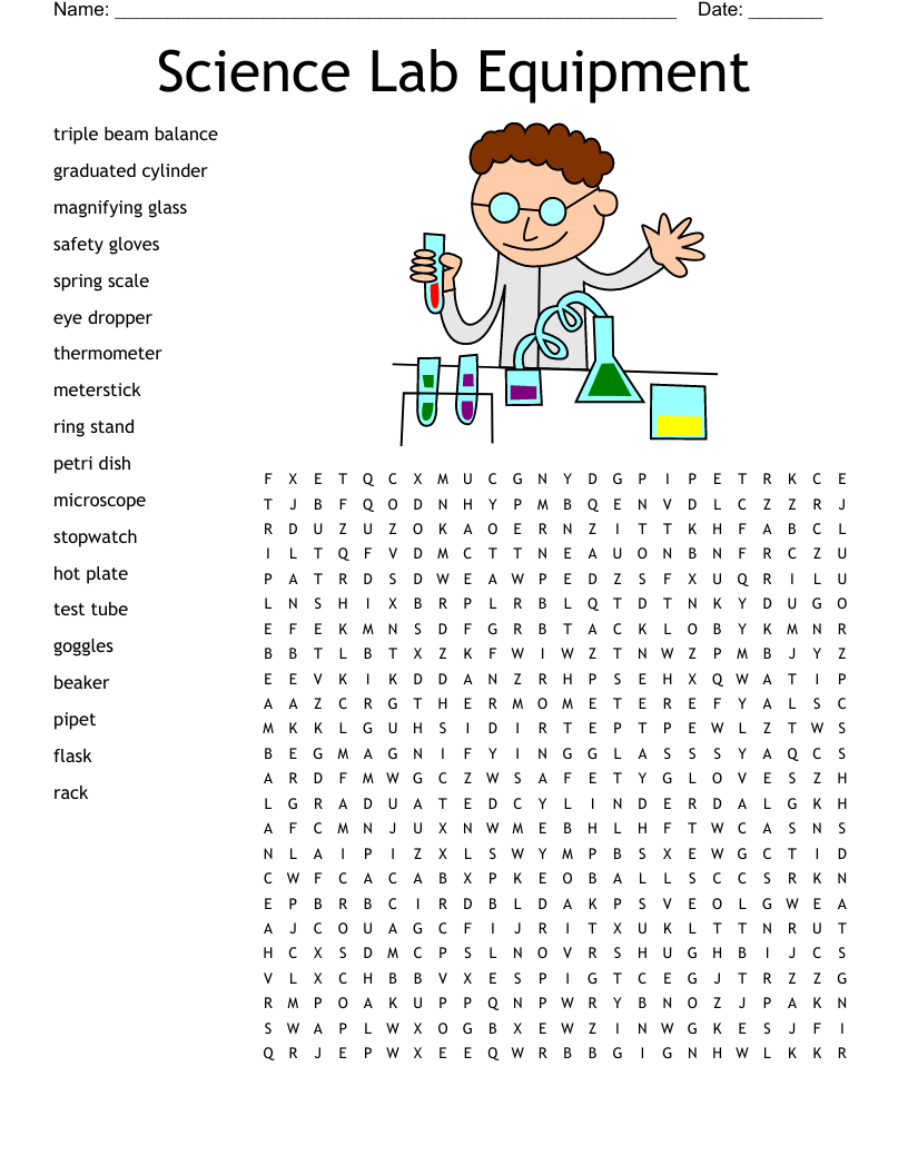 Lab Equipment Word Search Answers - Word Search Printable