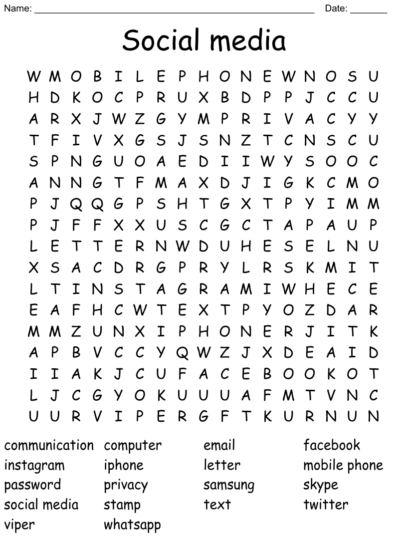 Word Search Social Media