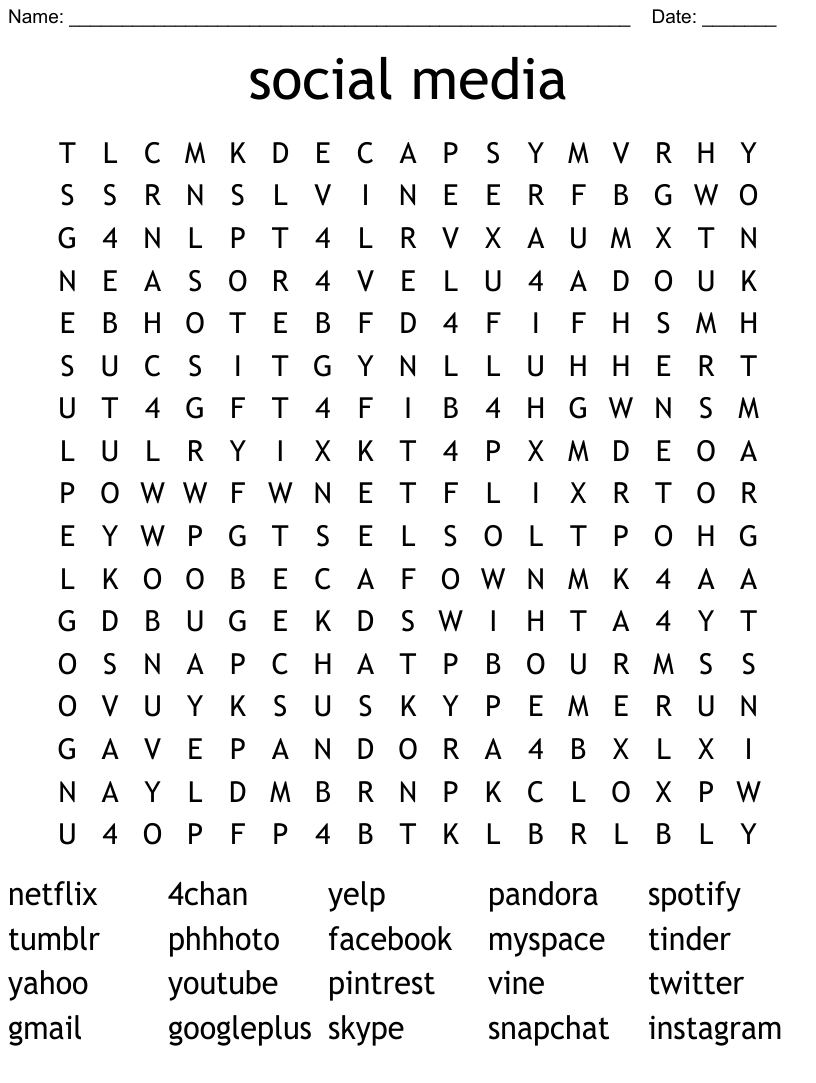 Social Media Word Search WordMint