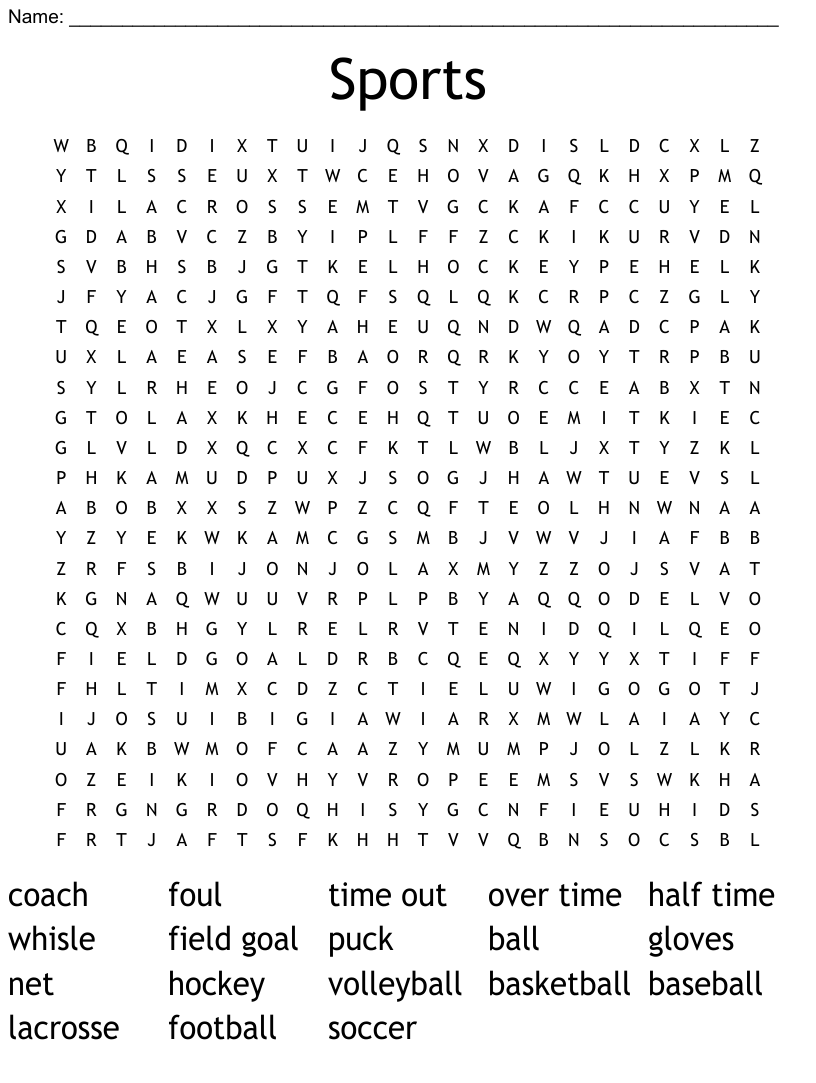 Sports Word Search WordMint