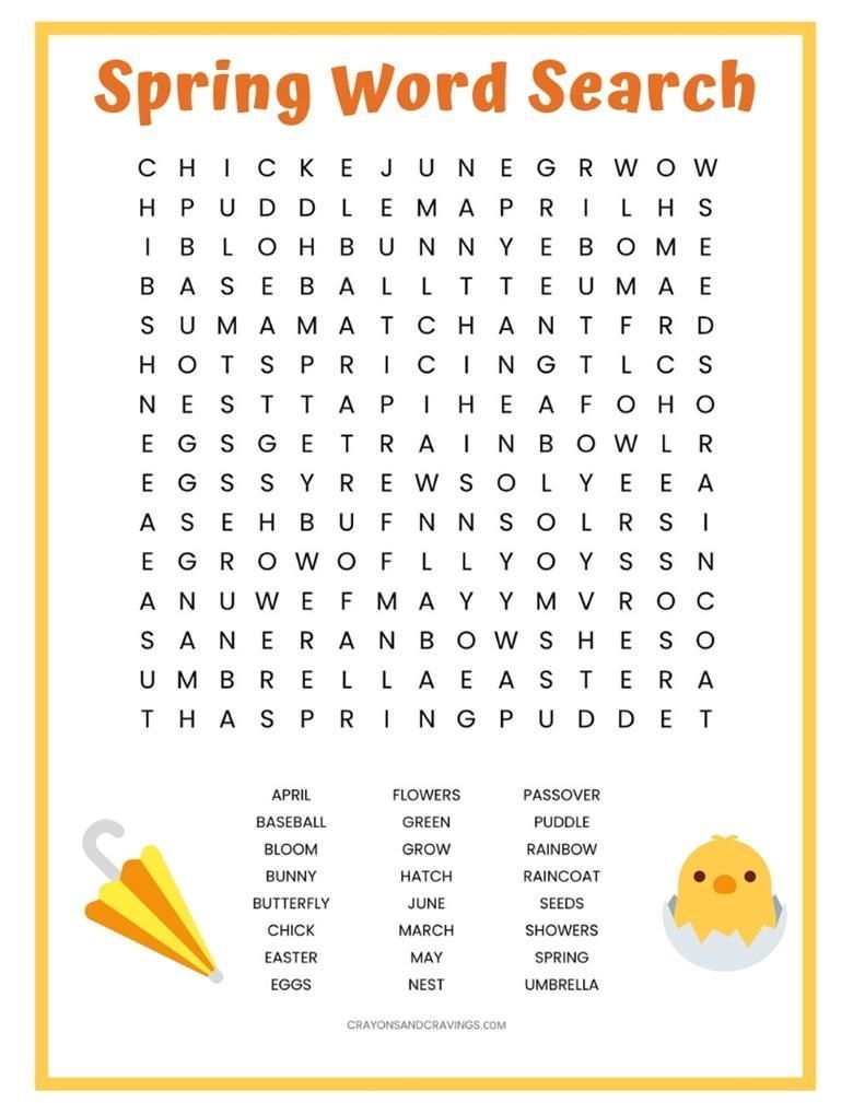 Printable Spring Word Search