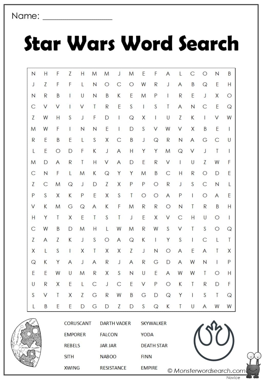 Star Wars Word Search Monster Word Search