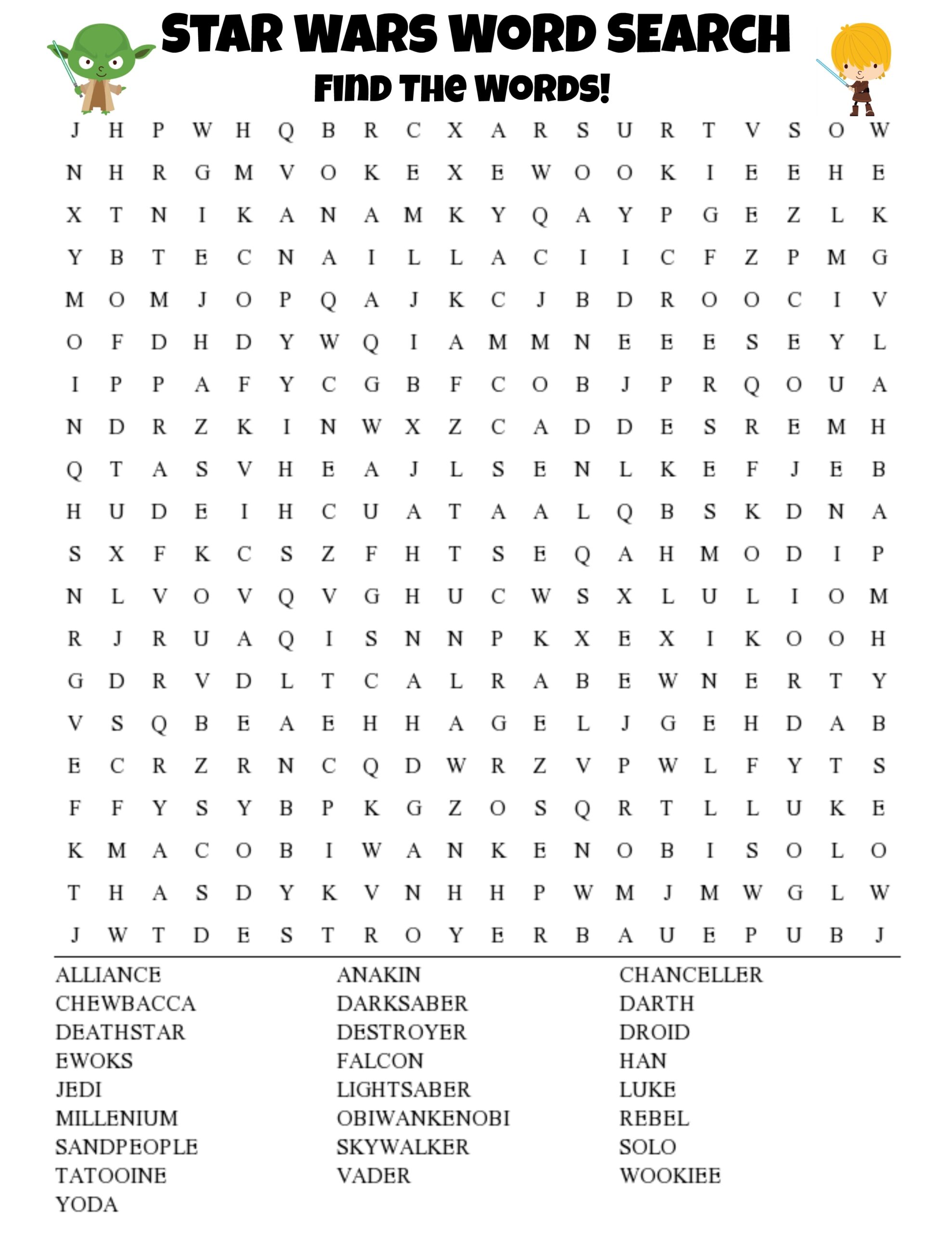 Star Wars Word Search Printable For Kids Thrifty Mommas Tips