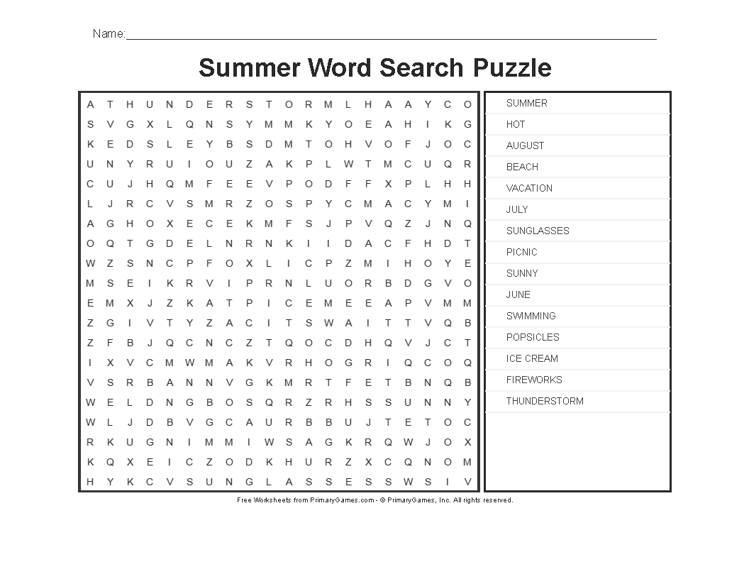 Summer Worksheets Summer Word Search Puzzle Free Online Games At PrimaryGames