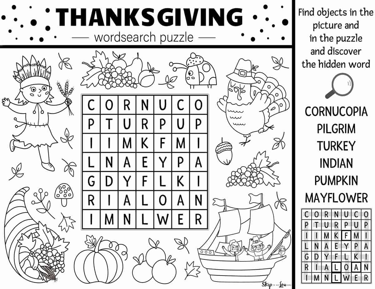 Thanksgiving Word Search Skip To My Lou