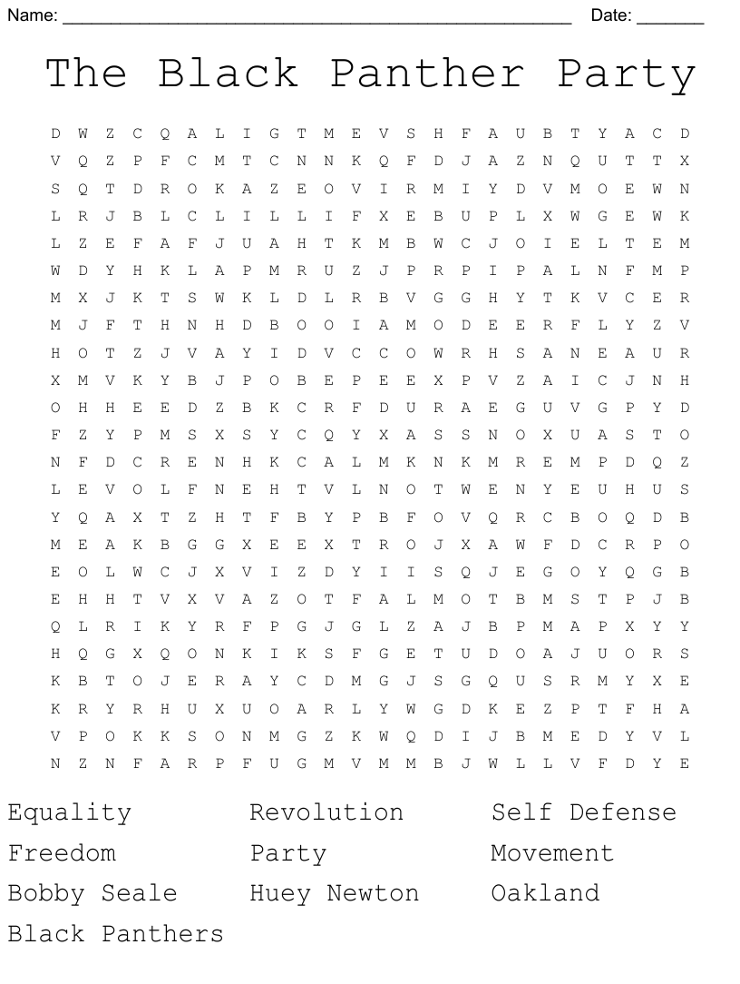 Black Panther Word Search