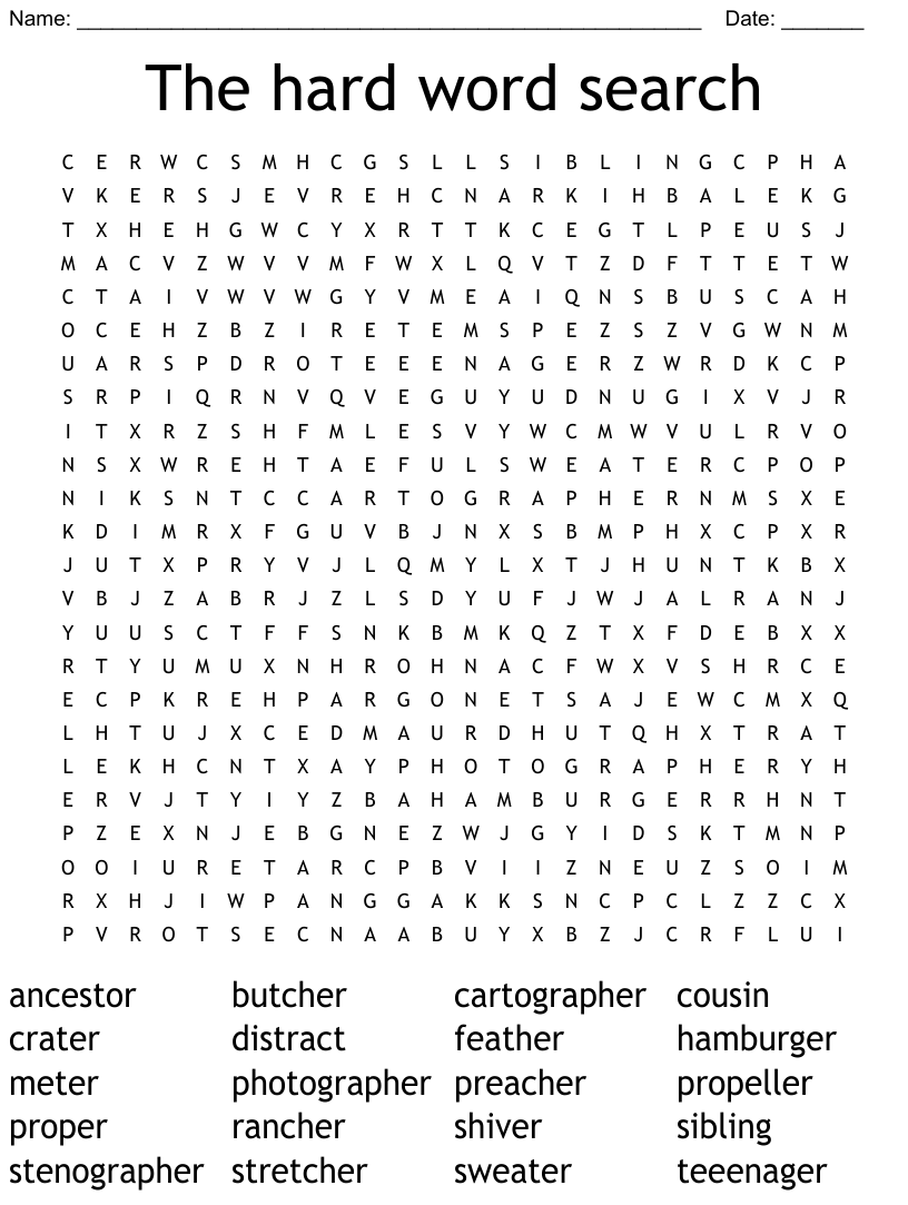 Word Search Puzzles Difficult