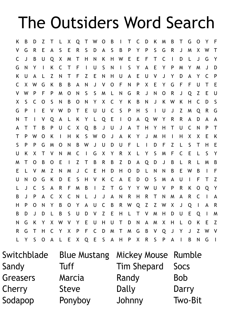 The Outsiders Word Search 1