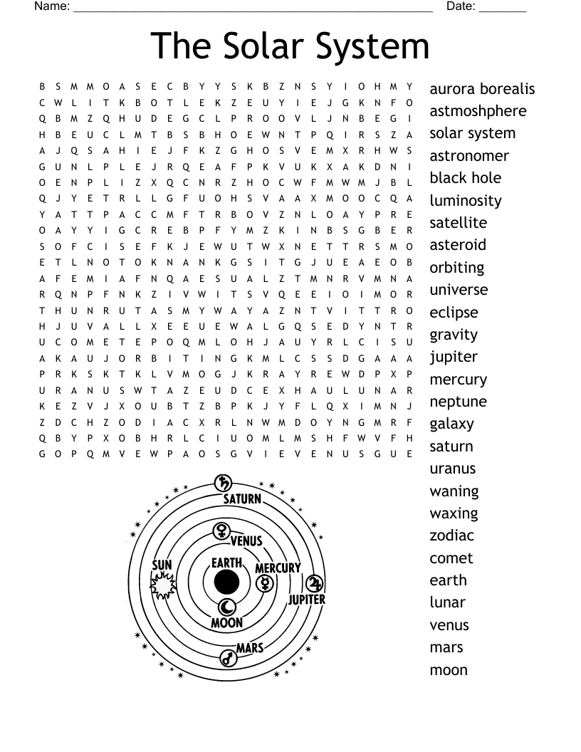 The Solar System Word Search WordMint
