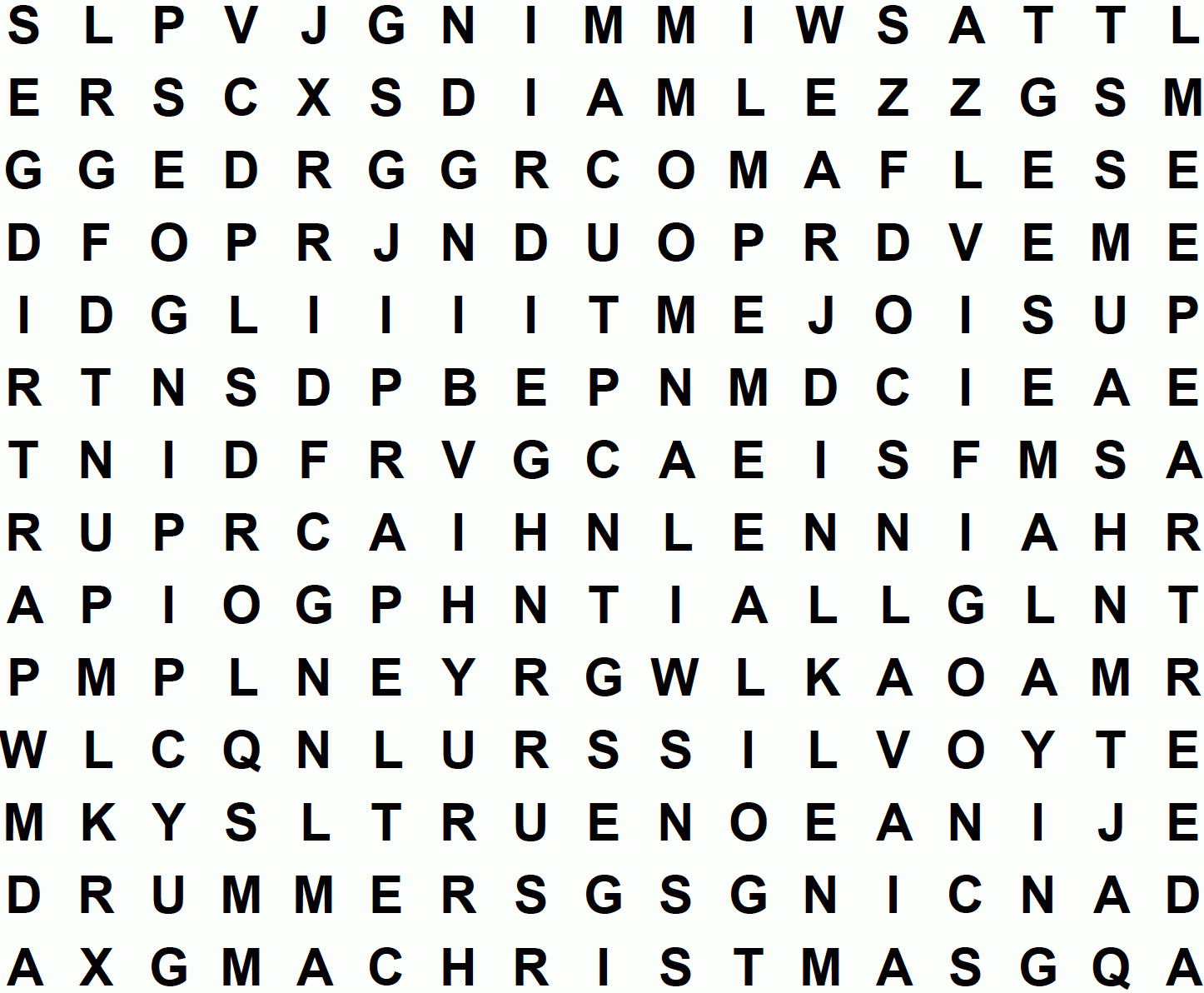 The Twelve Days Of Christmas Large Print Word Search Puzzle