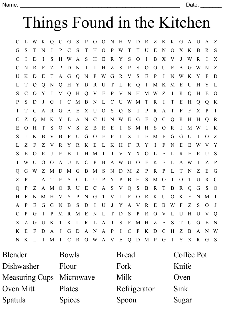 Things That Sink Word Search