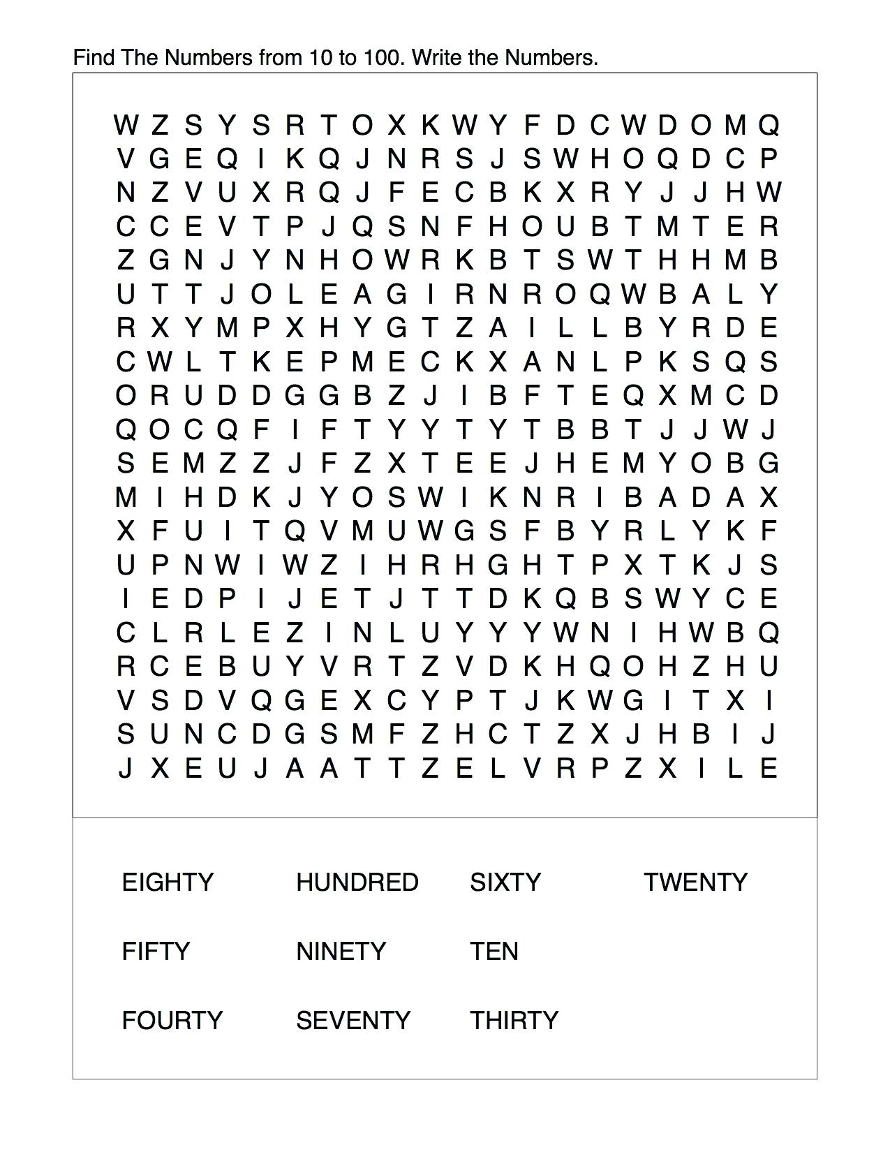 Word Searches For Third Graders
