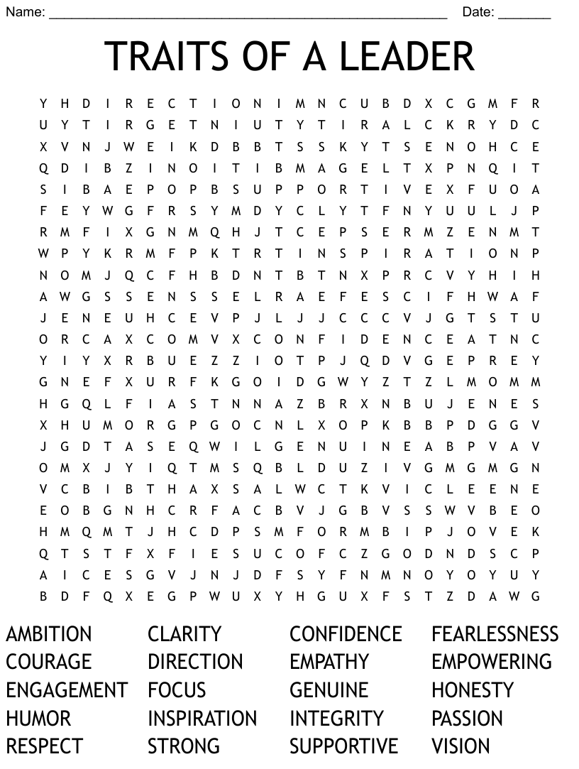 Leadership Word Search Answers Word Search Printable