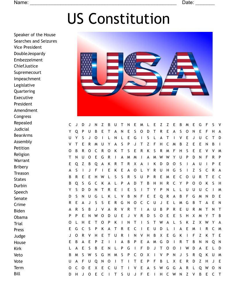 They Signed The Constitution Word Search Answer Key