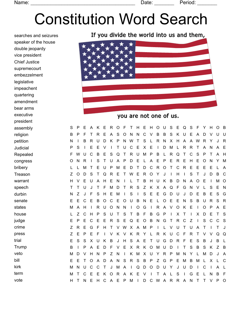 Us Constitution Word Search Answer Key