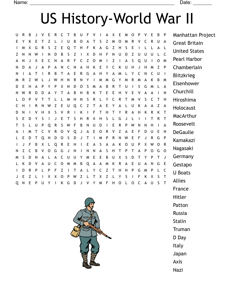 World War 2 Word Search Answer Key