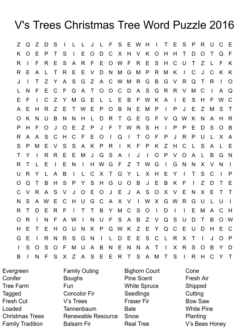 Christmas Tree Word Search