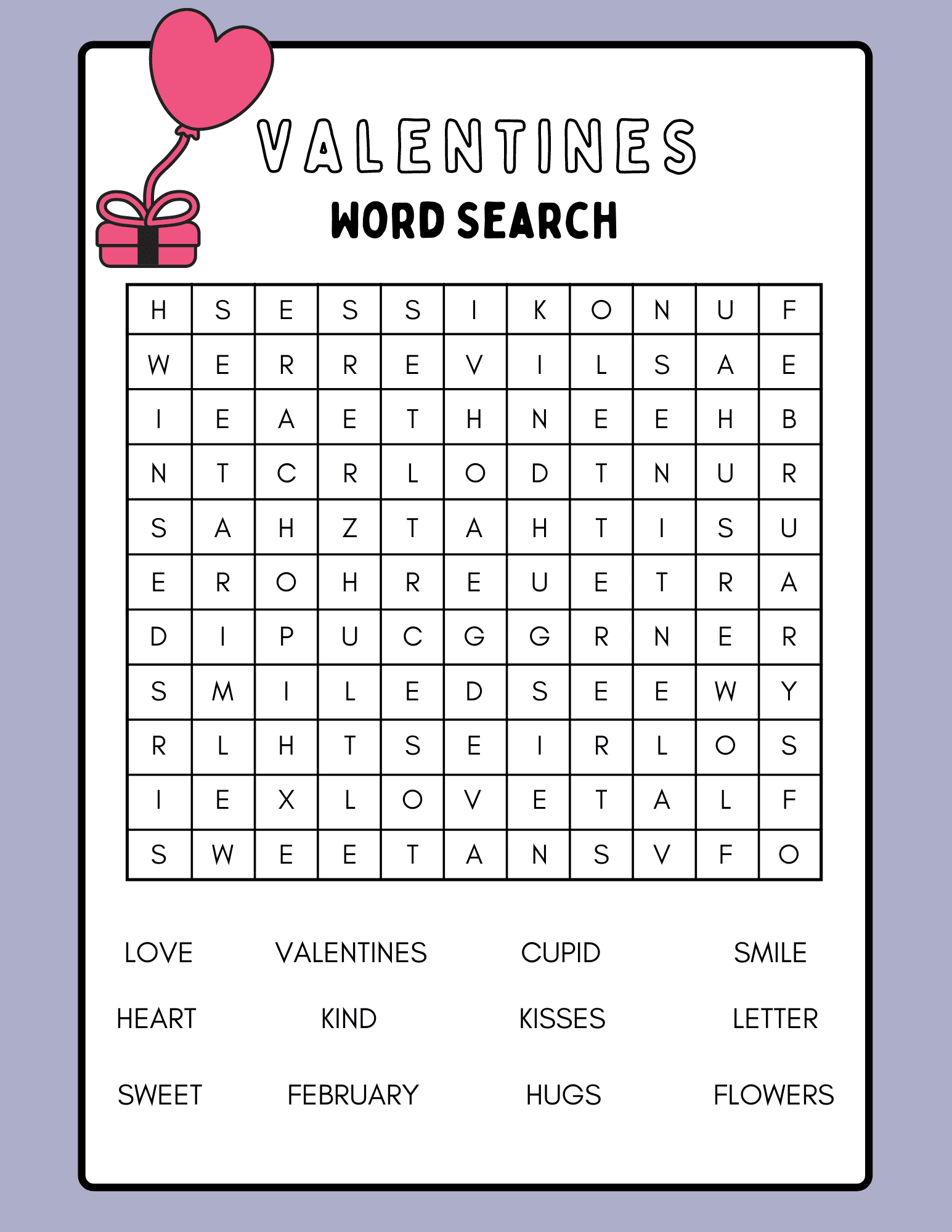 Valentine s Day Word Search Free Printable PDF 